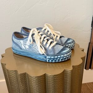 Fendi Denim Sneakers with White Laces